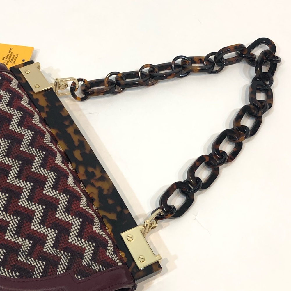 Tory Burch Leather Handbag Tortoise Resin Chain - Picture 4 of 7
